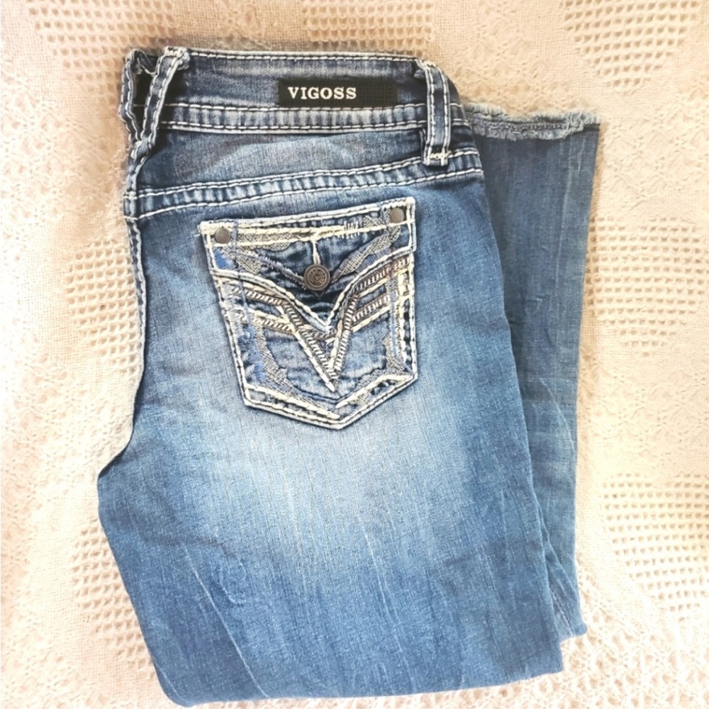 Vigoss Women's The Dallas Capri Jeans Heavy Stitching